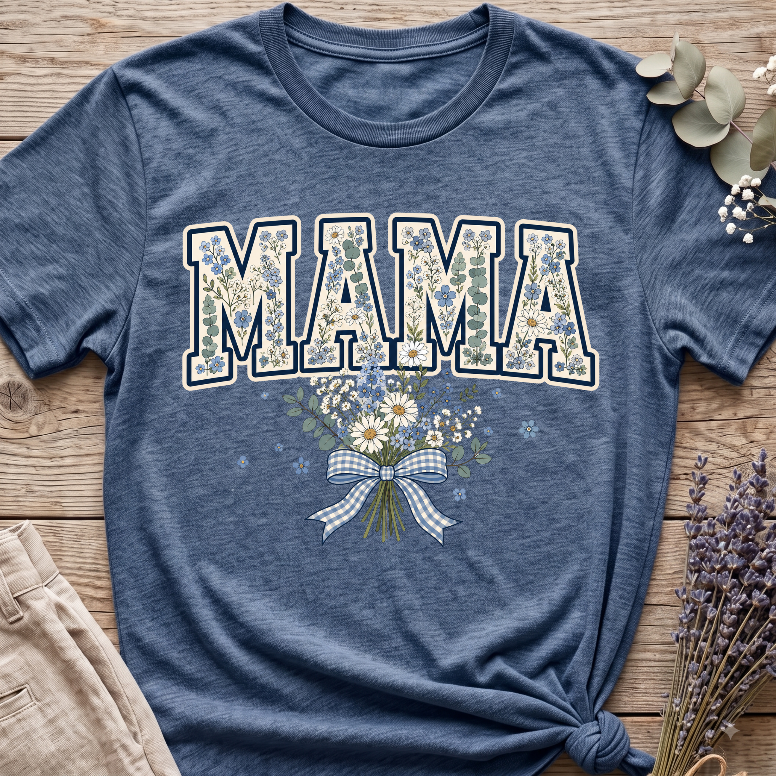 Blue Floral Mama T-shirt