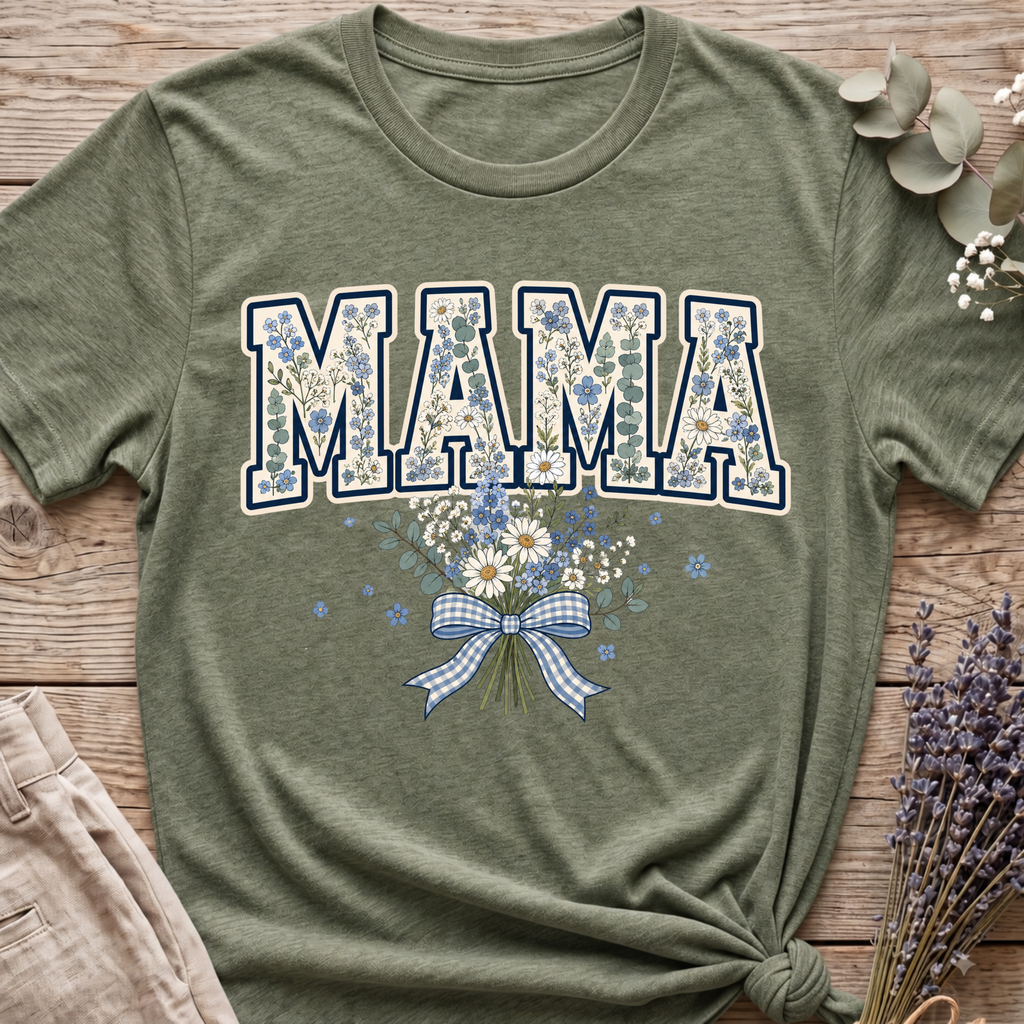 Blue Floral Mama T-shirt