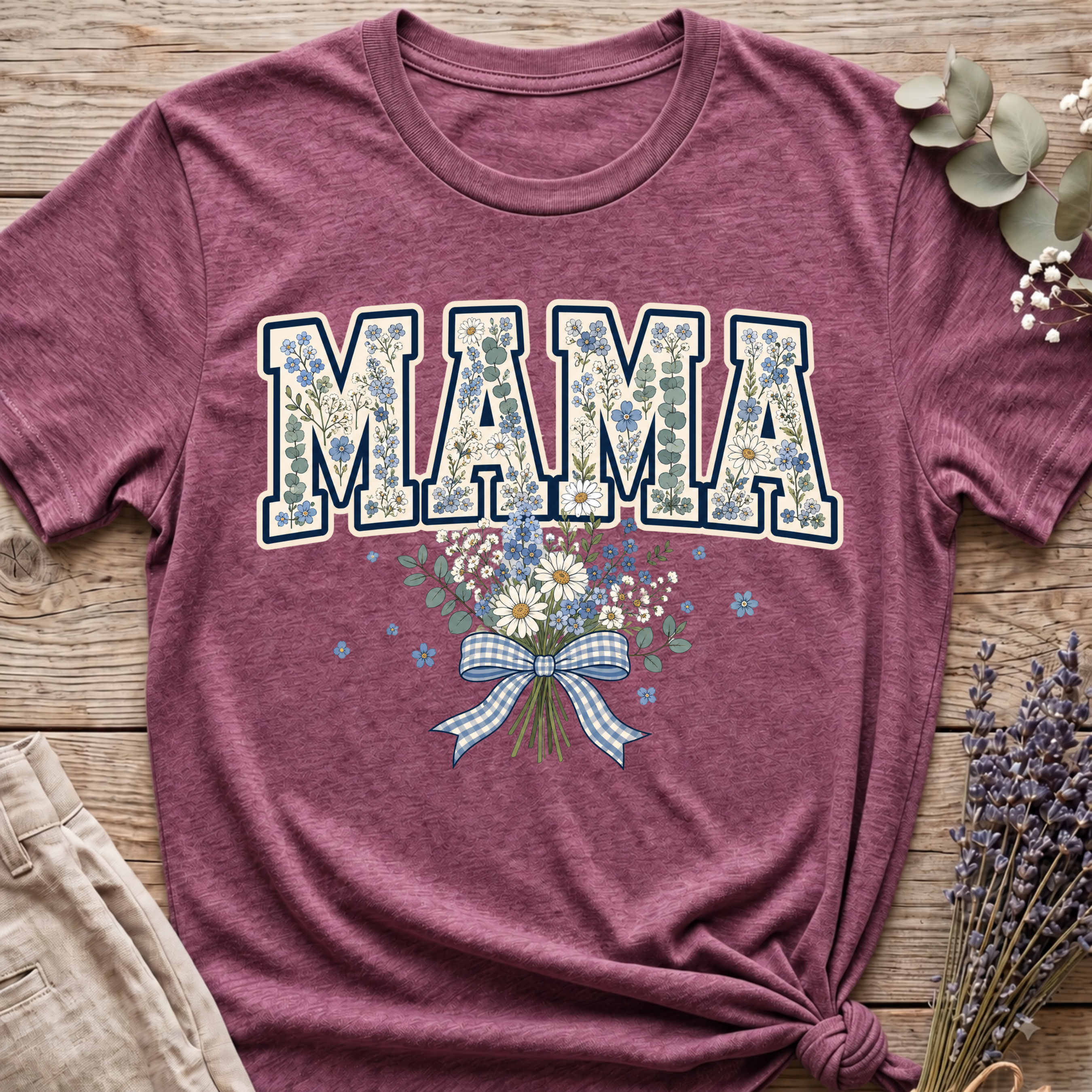 Blue Floral Mama T-shirt