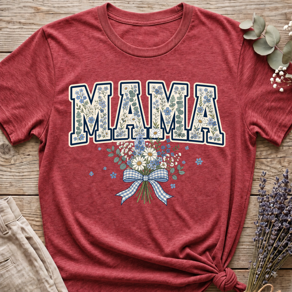Blue Floral Mama T-shirt