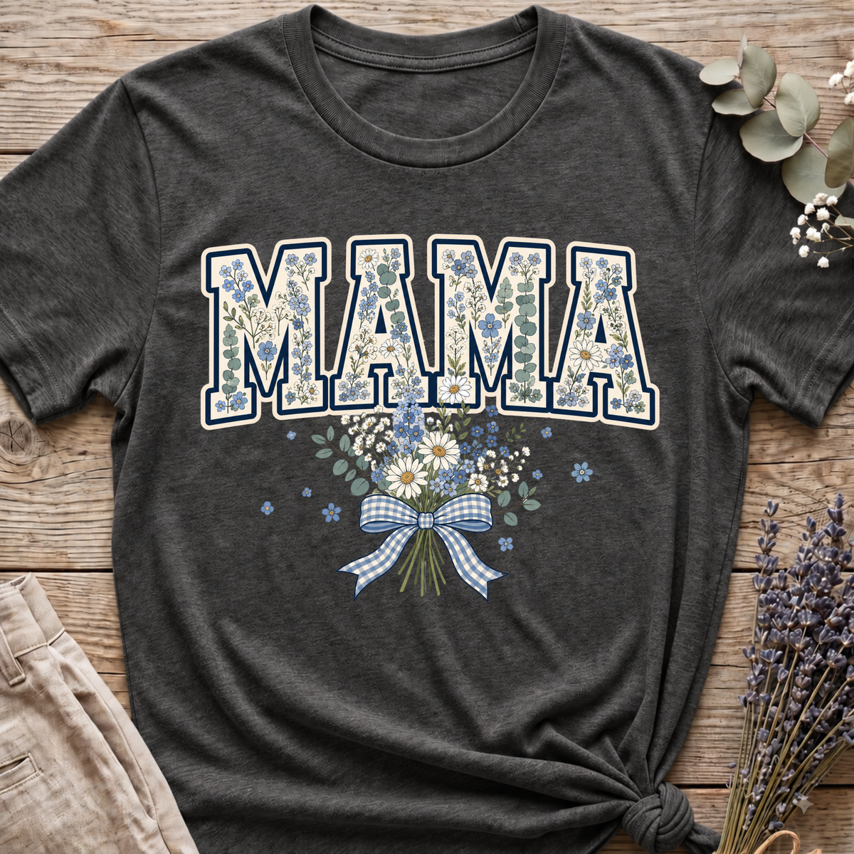 Blue Floral Mama T-shirt